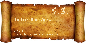 Ihring Boglárka névjegykártya
